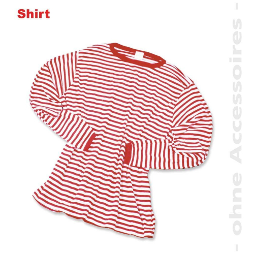 Fasching Ringel-Shirt Langarm Pullover rot/weiß Gr. XL