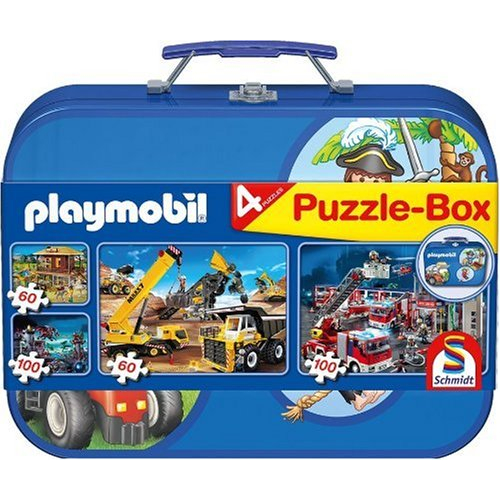 Schmidt Puzzle Playmobil 4 Puzzles im Metallkoffer 