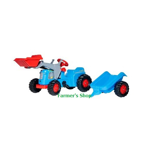 Rolly Toys Trettraktor rollyKiddy Classic Trac blau m. rollyKid Trailer + Lader 630042  NEU