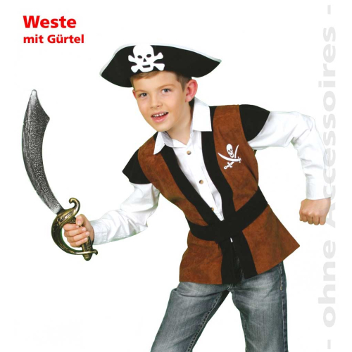 Fasching Karneval Kostüm  Kinder Piraten Weste Pirat Weste Gr.128