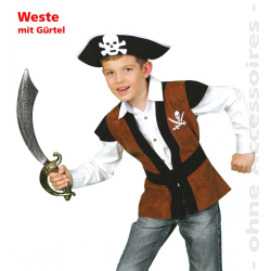 Fasching Karneval Kostüm  Kinder Piraten Weste Pirat...