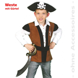 Fasching Karneval Kostüm  Kinder Piraten Weste Pirat...