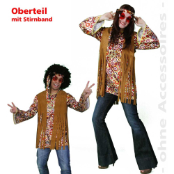 Fasching Karneval Hippie Oberteil mit Fransen Gr. XL