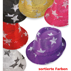 Fasching Karneval Pailletten Hut mit Sterne sortiert 1 Stück