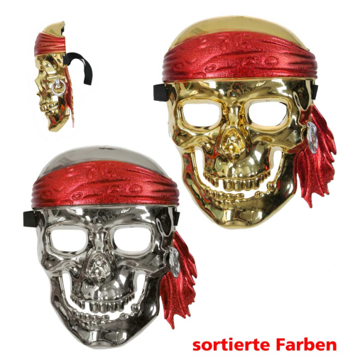 Fasching Halloween Piratenmaske Piraten Totenkopf Maske sortiert