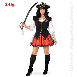 Fasching Piratin Joyce Weste mit Rock Piraten Kostüm Gr.38