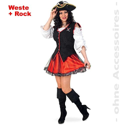 Fasching Piratin Joyce Weste mit Rock Piraten Kostüm Gr.40