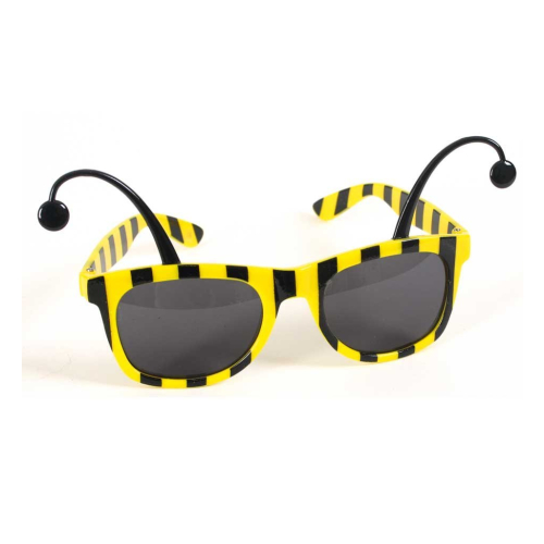 Fasching Bienen Brille schwarz/gelb mit Fühler