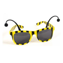 Fasching Bienen Brille schwarz/gelb mit Fühler