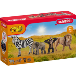 Schleich Wild Life Starter-Set mit Zebra Löwe Affe Elefant