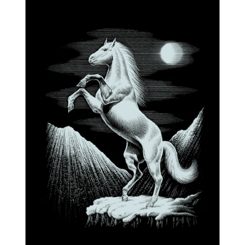 Kratzbild Silber groß - Pferd 20 x 25 cm