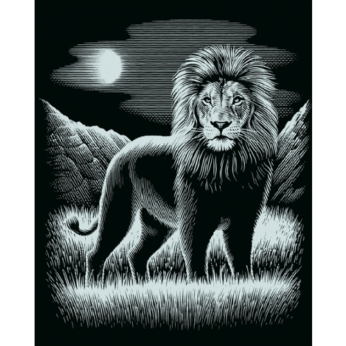 Kratzbild Silber groß - Löwe 20 x 25 cm