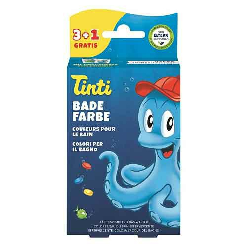 Tinti Badefarbe 4er Pack 3+1 blau rot gelb grün