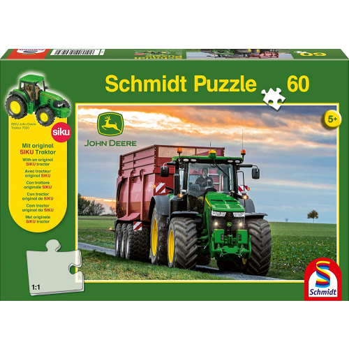 Schmidt Puzzle John Deere 8370R mit Siku Traktor 60 Teile