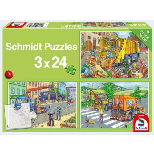 Schmidt Puzzle Müllwagen 56357 3x24Teile