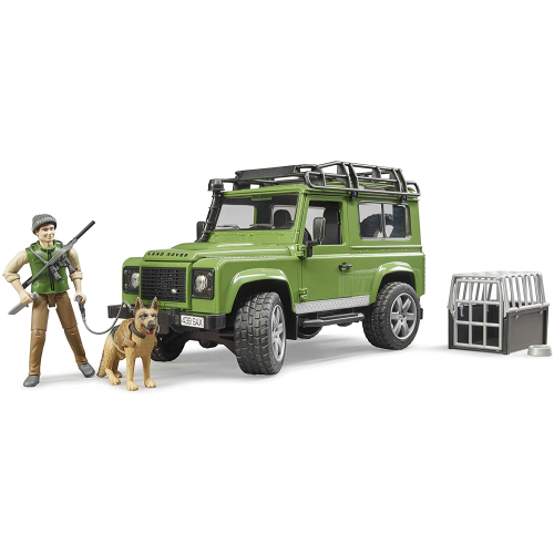 Bruder Land Rover Defender mit Förster und Hund