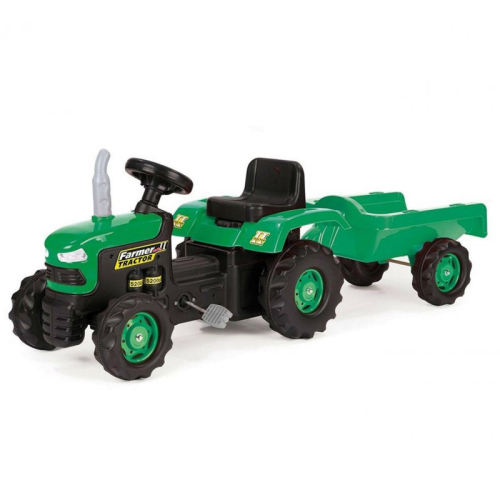 Sandkasten Traktor Trac Trailer 71 cm mit Anhänger Schaufel Rechen