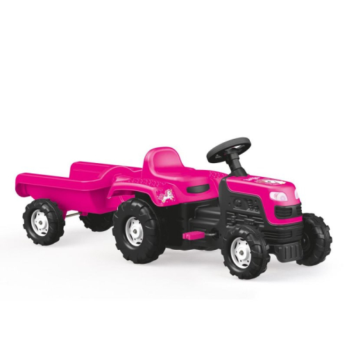 Unicorn Tractor Trettraktor mit Anhänger pink