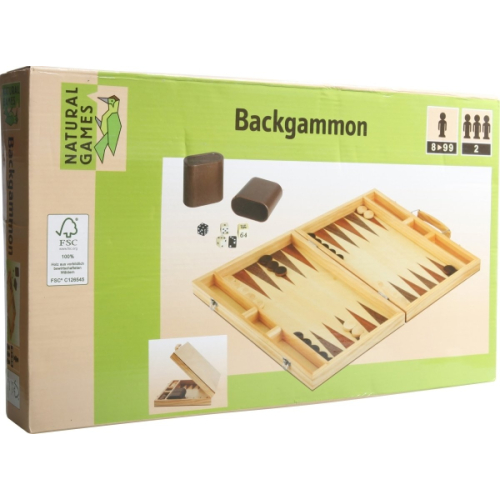 Natural Games Spiel Holz Backgammon 38 x 22 x 5 cm