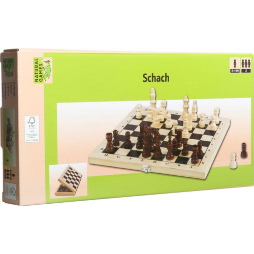 Natural Games Spiel Holz Schachkassette hell 29x29cm