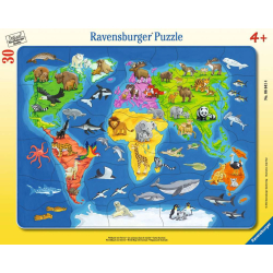Ravensburger Puzzle Weltkarte mit Tieren 30 Teile