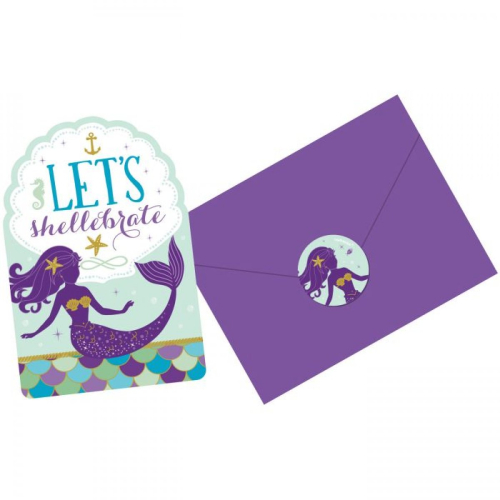 Meerjungfrau Mermaid Einladungskarten 8 Stück