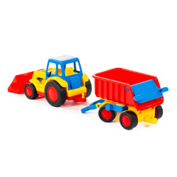 Basics Traktor mit Schaufel + Hänger Sandkasten