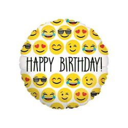 Folienballon Happy Birthday Emoji 45cm