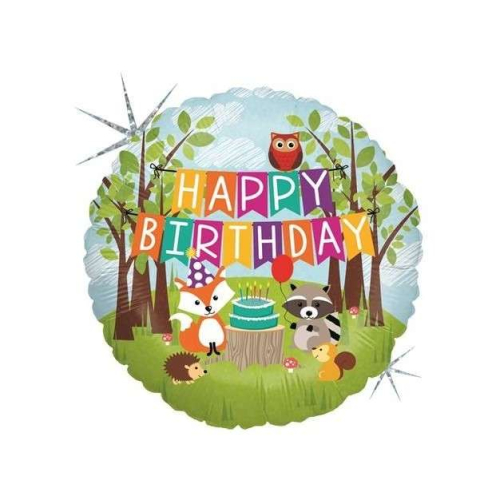 Folienballon Happy Birthday Wald Woodland 45cm