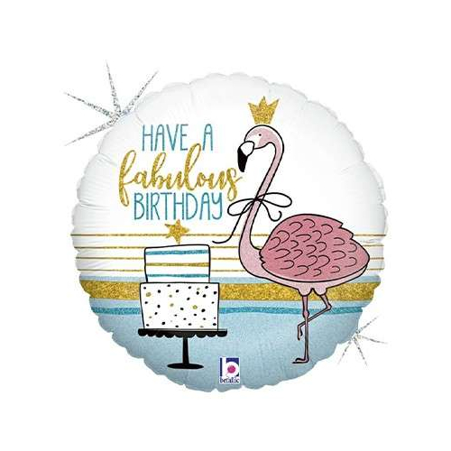 Folienballon Fabulous Birthday Flamingo 45cm