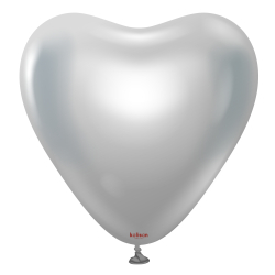 Perlatex Herz Mirror Silber 15 Herzballone