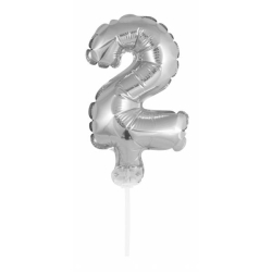 Folienballons Zahlen klein silber 13cm 2 / Zwei