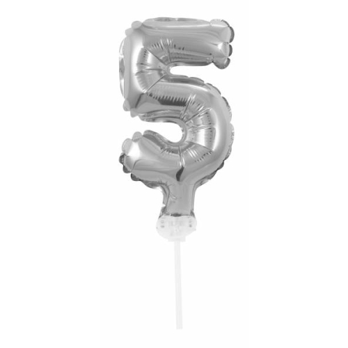 Folienballons Zahlen klein silber 13cm 5 / Fünf