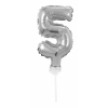 Folienballons Zahlen klein silber 13cm 5 / Fünf