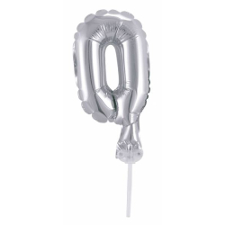 Folienballons Zahlen klein silber 13cm 0 / Null