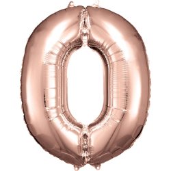 Folienballons Zahlen rosé 88cm 0 / Null