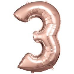 Folienballons Zahlen rosé 88cm 3 / Drei