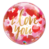 Single Bubble Balloon 22" I love you paper hearts