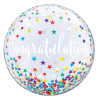 Single Bubble Balloon 22"  Congratulations confetti stars