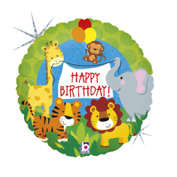 Folienballon Happy Birthday Wildtiere 46cm