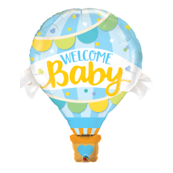 Folienballon Ballon Wilkommen Baby blau 107cm