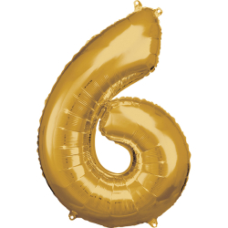 Folienballon Zahlen gold 88 cm 6 / Sechs