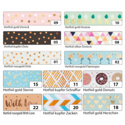 Washi Tape Rolle Hotfoil 18 gold Herzchen