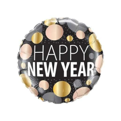 Folienballon Happy New Year Metallic Dots 45 cm