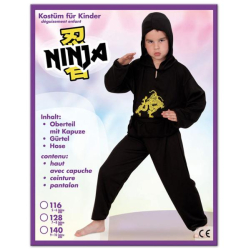 Fasching Kostüm Ninja PB 2-tlg. mit Kapuze und...