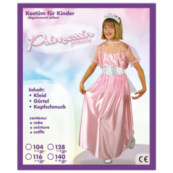 Fasching Kostüm Prinzessin PB 2-tlg. mit Gürtel und Kopfschmuck 128