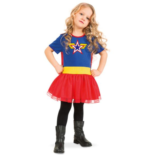 Fasching Kostüm Superheldin Wendy 1-tlg. Kleid mit Schleppe