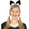 Fasching Kostüm Zubehör Haarreif Katzenohren schwarz mit Federn