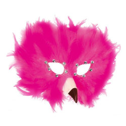 Fasching Kostüm Zubehör Tiermasken Federdomino Flamingo rosa mit Federn