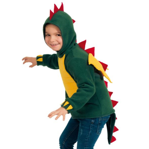 Fasching Kostüm Drache Kleiner Dragon 1-tlg. mit Kapuze und Flügeln 